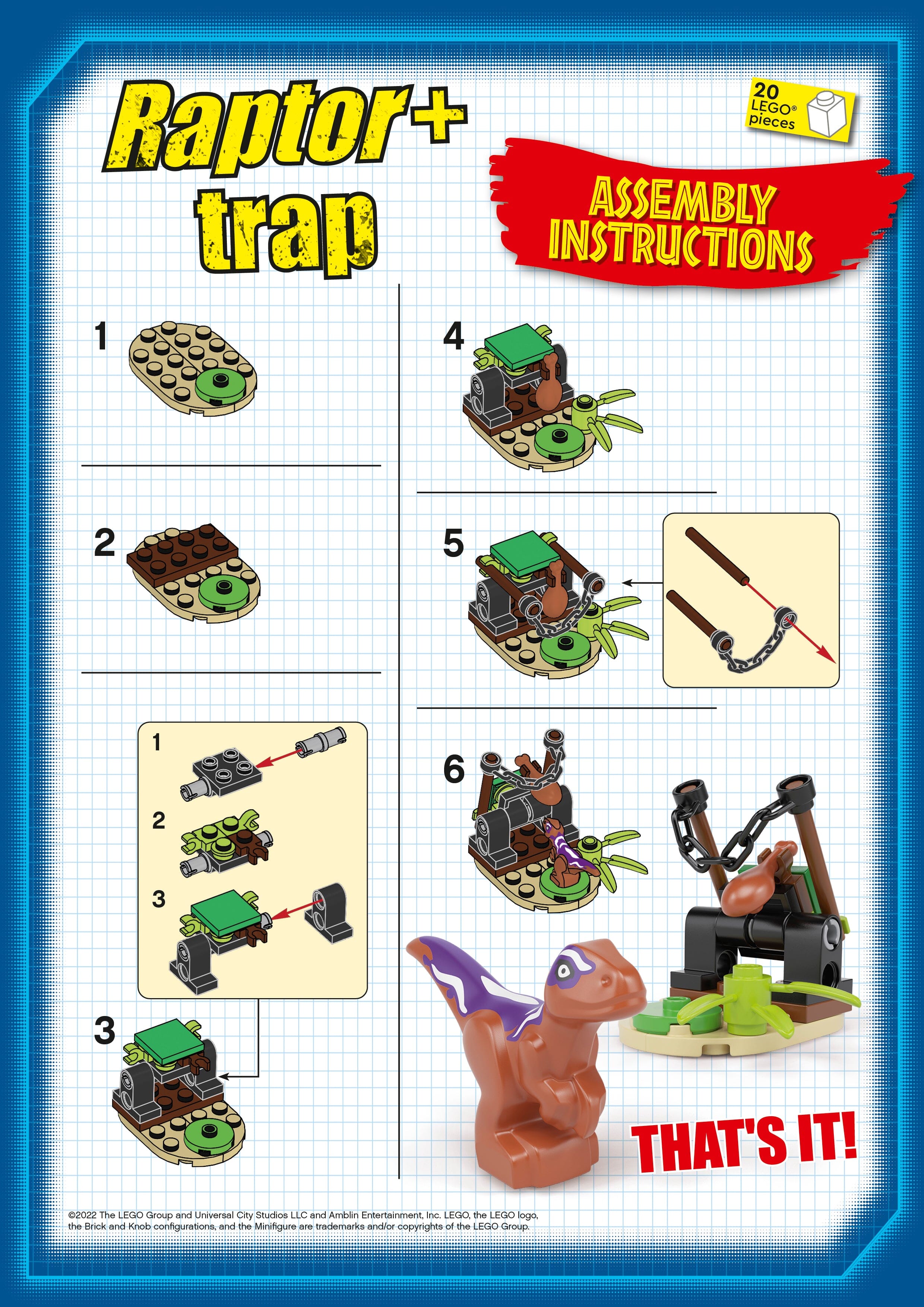 Lego raptor hot sale instructions